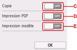 Écran de paramétrage de l'impression recto verso